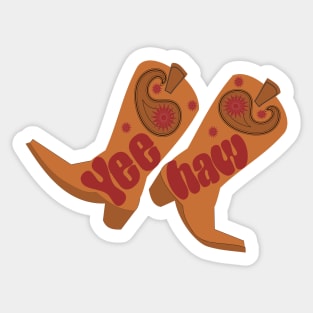 Yeehaw Line Dancing Cowboy Boots Sticker